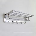 Bathroom Storage Stainless Steel Towel Rail Shelf with hooks Towel Bar Wall Mounted Towel Holder for Bathroom Hotel or Kitchen
